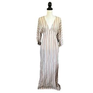 Amuse Society Forever & A Day Striped Kimono Sleeve Maxi Dress - Sand Boho S NWT